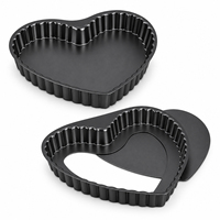 Moule à tartelette antiadhésif en forme de cœur, moule à flan à fond fixe et amovible pour coques de pâtisserie aux fruits, pâtisserie, traiteur, dessert d'anniversaire