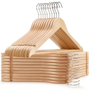 Cintres pour vêtements en bois avec barre de pantalon antidérapante Cintres avec crochet pivotant 360 Cintres pour costume en bois Lot de 30