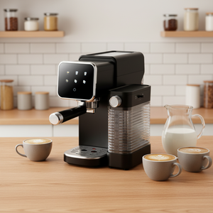 Machine à café semi-automatique électrique avec système de brassage, système d'eau chaude, pression de 15 bars, panneau tactile coloré, vapeur flexible, idéale pour les hôtels - Product Image 4