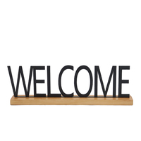 Sculpture contemporaine en métal et bois rectangulaire MR, faite à la main, pour la décoration de la maison, décoration de table, logo personnalisé