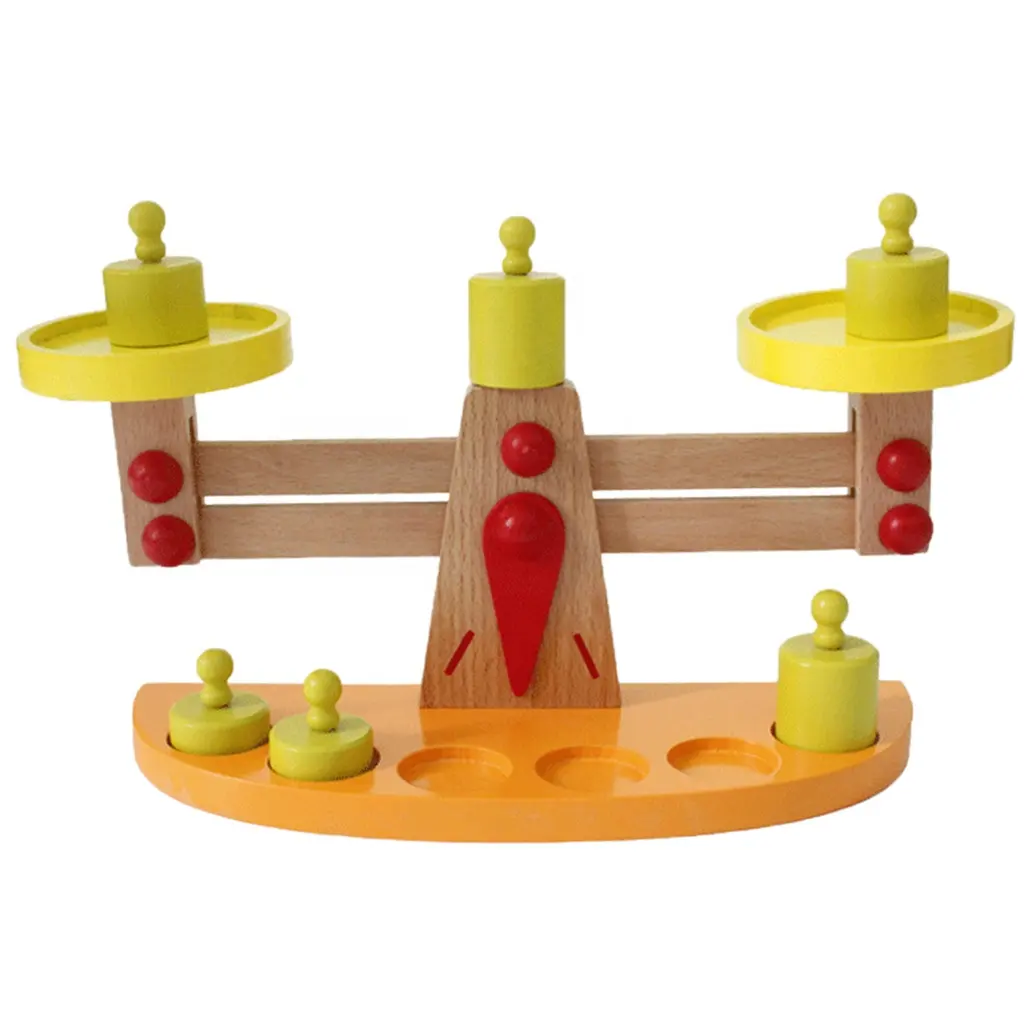 Mainan anak-anak, 6 buah mainan anak-anak berbahan kayu montesori skala keseimbangan mainan kayu Montessori