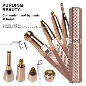 Tondeuse électrique rechargeable 4-en-1 HQ Rose Gold pour le nez, le corps et le visage, avec lames arrondies pour l'épilation des sourcils - Product Image 2
