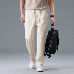 <span class=keywords><strong>Pantaloni</strong></span> Casual da <span class=keywords><strong>Uomo</strong></span> in Lyocell e <span class=keywords><strong>Lino</strong></span> di Alta Gamma, Leggeri Estivi, Traspiranti, Versatili, Stile Old Money, da Pendolare, a Gamba Dritta - Product Image 1
