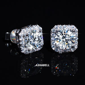 أقراط فاخرة مربعة من الفضة الإسترلينية S925 مرصعة بمويسانيتي 1 قيراط لون D ودرجة نقاء VVS للرجال والنساء - Product Image 2