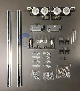 Hayalet kapı donanım aksesuarları tam Set gizli parça sürgülü kapı dört tekerlekler Rolls tampon kasnak silindir sistemi parçaları - Product Image 1