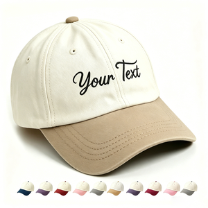 Casquettes de baseball non structurées à 6 panneaux bicolores en sergé 100 % coton avec logo brodé personnalisé, profil moyen, pour l'extérieur - Product Image 1