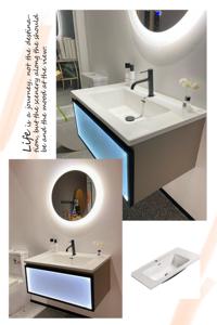 Combinaison Européenne Moderne Évier Unique Étanche Bassin <span class=keywords><strong>En</strong></span> Céramique Salle De Bains Miroir Armoire Vanité avec Miroir LED pour Appartement - Product Image 2