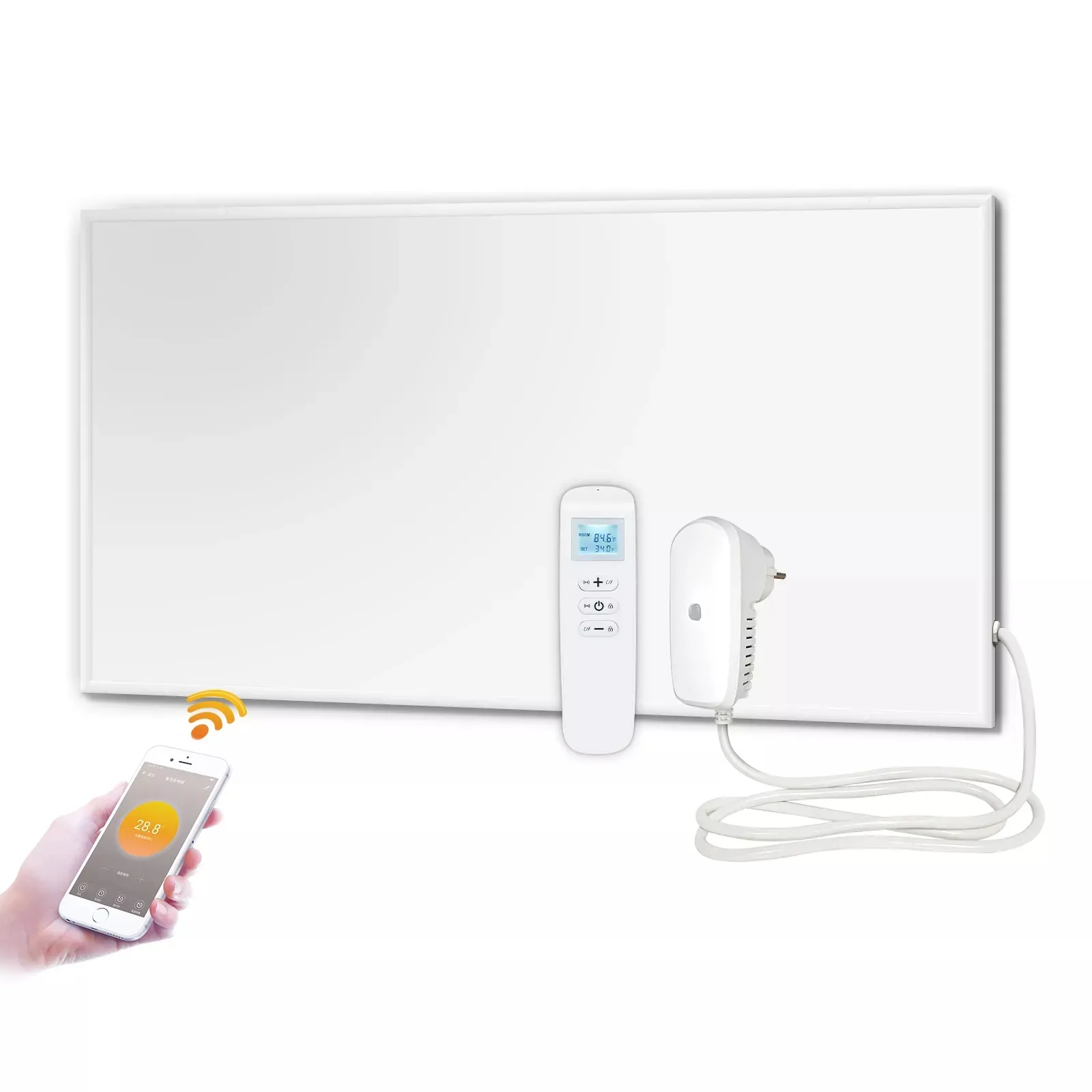 400W beyaz ısıtma paneli kızılötesi ısı enerji tasarrufu sabit kızılötesi ısıtma Wifi elektrikli ısıtıcı Amazon Ebay için alıcı