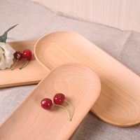 Plateau de service en bois massif de hêtre japonais, plateau à gâteau ovale sans peinture écologique pour les fêtes quantité minimale de commande 10 pièces