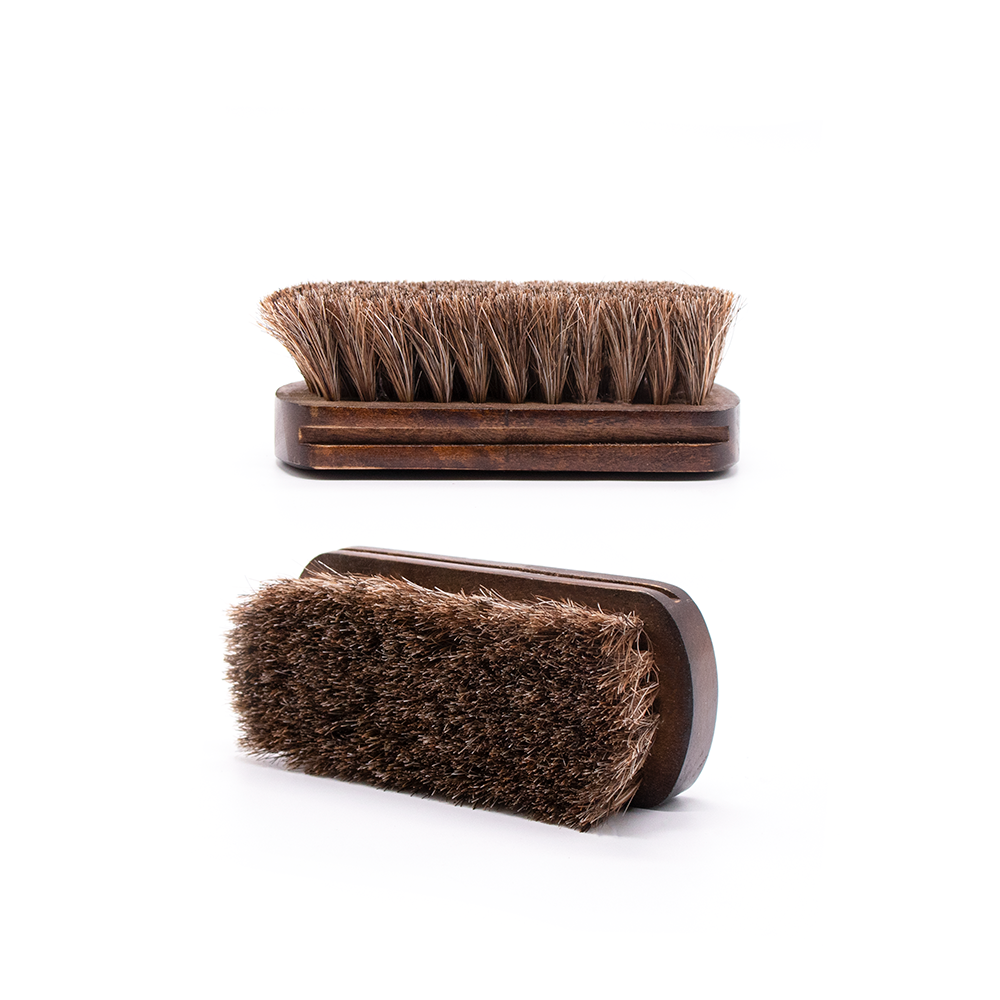 100% Horse Hair Shoe Cleaning Brush for Golf Shoes Brown Color with Wooden Beech Handle