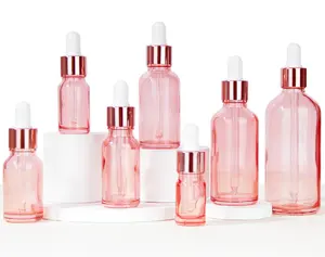 Neuankömmling Rosa Glasflasche Ätherisches Öl Tropf flasche 30ml Kunden spezifische Tropf flasche