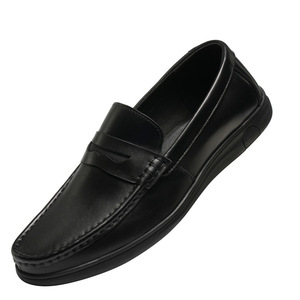 Airuois Mocassins en cuir noir pour hommes, bout rond, à enfiler, semelle souple, chaussures décontractées pour affaires - Product Image 4