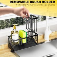 Organisateur d'évier de cuisine en métal inoxydable antirouille avec support pour éponge et séparateur pour le rangement