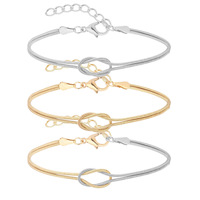 Bracelet vintage en acier inoxydable à nœuds en os de serpent, tendance, nœud d'amour, soudé par points, plaqué or 18 carats, pour femmes et hommes