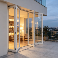 Porte pliante en aluminium HUACAI, résistante aux intempéries, double vitrage, pour maison de plage tropicale