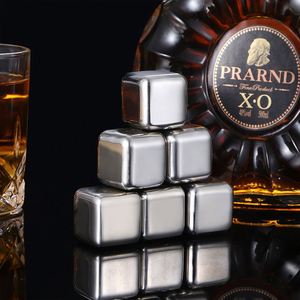 Accesorios de Bar de Piedras Metálicas Reutilizables, Cubos de Hielo de Acero Inoxidable para Whisky con Pinzas para Hielo - Product Image 2