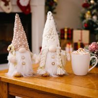 Nouvelle Arrivée de Noël : Ornement de Fenêtre Rudolph, Poupée Sans Visage en Peluche à Paillettes avec Lumière Scintillante