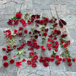 Großhandel künstliche Hochzeits dekoration Seide Rose Blumen sträuße Red Rose Hortensie Bouquet Blumen blumen