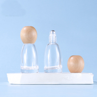 Nouvelles bouteilles à bille en verre transparent de 12 ml avec bouchon en bois et rouleau métallique, couleurs rose mat, vert et transparent, pour huiles essentielles et parfums.