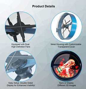 Holograma 3D cubierta transparente lados dobles holográfico Hd ventilador holograma proyector publicidad 3D ventiladores <span class=keywords><strong>de</strong></span> holograma al aire libre - Product Image 3