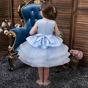 <b>Childrens</b> <b>Princess</b> <b>Dress</b> O Neck A Line Multi Layer Tulle Tutu Skirt Flower Girl <b>Dress</b> For Wedding Performance Costumes Blue - Product Image 3