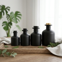 Flacon diffuseur vide pour aromathérapie, flacon diffuseur en verre opaque noir mat rond, 50 ml, 100 ml, 150 ml, 250 ml