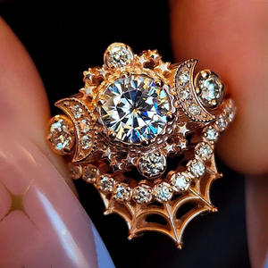 Anillo de compromiso de moda europeo-americana transfronterizo con diseño de Diosa Lunar, estrella, luna y telaraña, anillo para mujer, anillos de boda KC Venus - Product Image 3