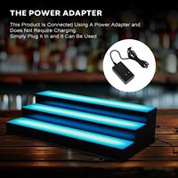Étagère de présentation de bouteilles d'alcool en acrylique portable de 24 pouces à 3 niveaux avec éclairage LED et 16 couleurs statiques, accessoires de bar à domicile