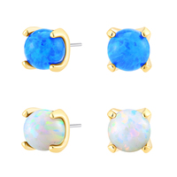Métal éternel Style classique 14K solide synthétique blanc opale boule Cartilage bijoux Push-In sans fil extrémités Piercing bijoux