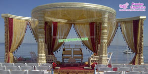Rajwada boda fibra cuadrado Mandap Sydney tradicional oro tallado boda Mandap último diseño FRP boda Mandap Miami EE. UU. - Product Image 2