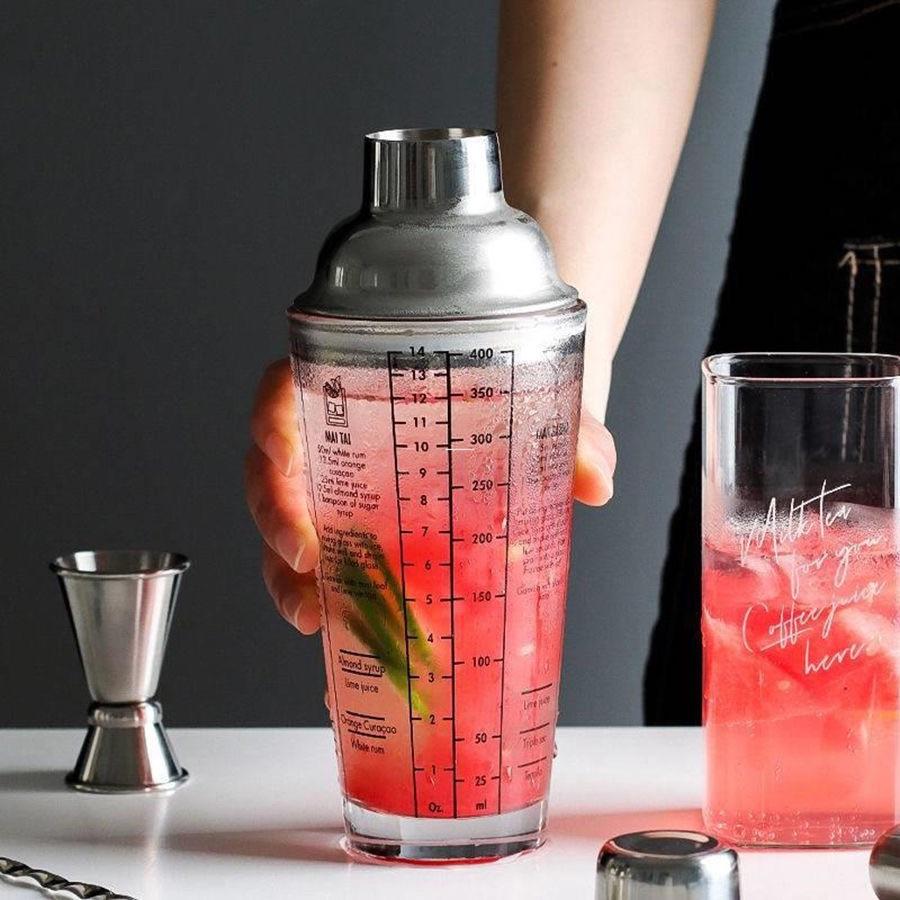 Glass shaker set scale with recipe three-stage shaker cocktail tool hand shaker
