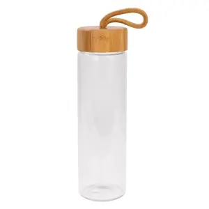 20oz Borosilicate Glass Water Bottle with Bamboo Lid Reusable Clear Glass Water Bottle