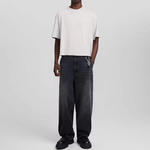 T-shirt KF072 pour homme, coupe ample et carrée, logo personnalisé, streetwear, haut court lourd, 100% coton, 240g, écologique - Product Image 6