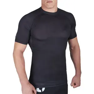 Protection contre les Éruptions cutanées À Manches Courtes Pour Hommes MMA Jiu-Jitsu Rashguard Rapide Sec Compression Formation Fightwear Pour Hommes