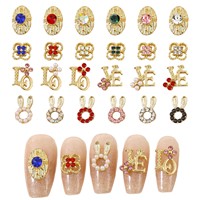 Nouveaux accessoires de manucure de luxe, motifs lapin et trèfle à quatre feuilles, petits strass décoratifs pour ongles, vente en gros, effet 3D porte-bonheur