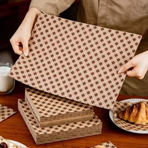 กระดาษห่อขนมปังเค้กแบบกันไขมัน ขนาดสั่งทำได้ ลายตารางหมากรุก คุณภาพสำหรับอาหาร ดีไซน์สร้างสรรค์เฉพาะตัว - Product Image 6