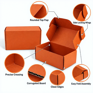 Caja de Cartón Corrugado Reciclado Plegable con Impresión a Doble Cara y Laminación Mate, Personalizable con Logotipo, para Pequeñas Empresas - Product Image 2