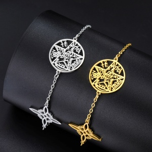 Jeshayuan - Brazalete de Acero Inoxidable con Nudo de Bruja, Tetragramatón Hebreo, Pentagrama, Amuleto <span class=keywords><strong>para</strong></span> Mujer, Regalo de Joyería - Product Image 3