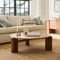 Table Basse de Luxe Hôtel, Piétement Chêne, Plateau Travertin, Table à Thé Irrégulière, Petite Table Basse Moderne pour Appartement