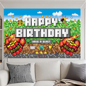 Fondo Decorativo Rectangular con Diseño de Minecraft SD808, Pancarta Decorativa de <span class=keywords><strong>Pixel</strong></span> Wars para Fiesta de Cumpleaños - Product Image 3