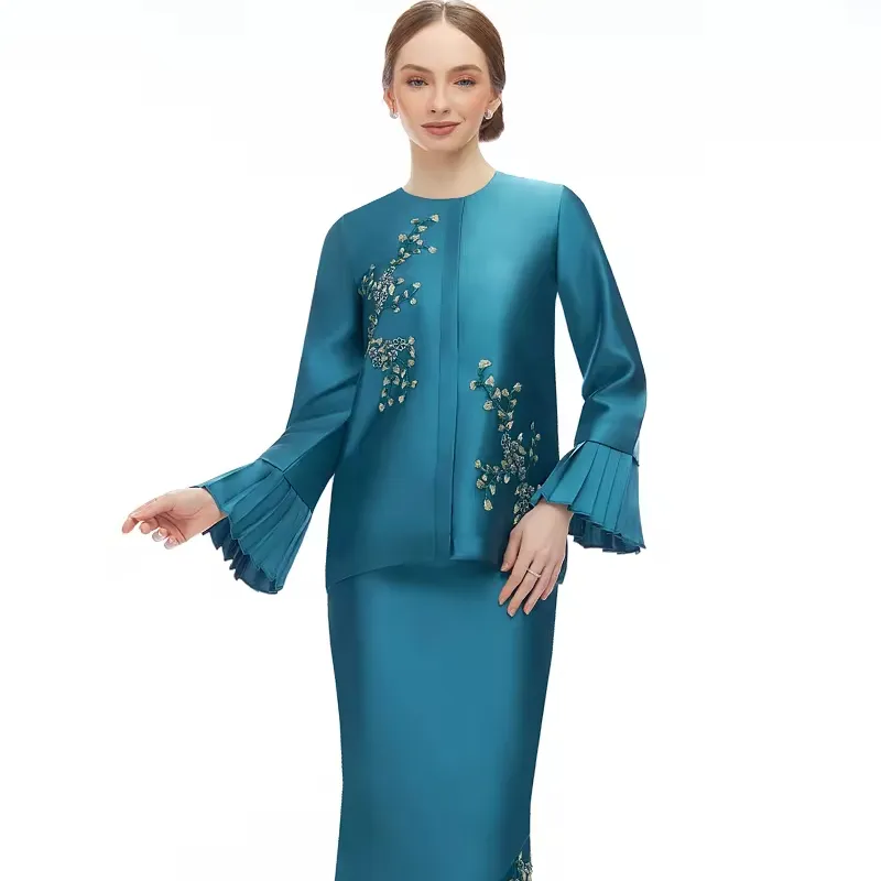 Nuovo stile baju kurung tradizionale abaya malay baju kurung abito musulmano ricamo baju kurung