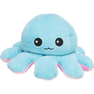 Juguete Reversible para Mascotas con Sonido de Pulpo, 19 cm, Azul con Ribete Rosa - Product Image 1