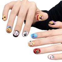 Lot de 24 faux ongles réutilisables pour Halloween, courts, ovales, avec motifs 3D toile d'araignée, œil et citrouille, finition brillante, style gothique, pour fête