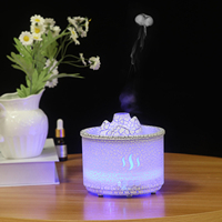 Diffuseur d'arômes ultrasonique, humidificateur à effet de fissure volcanique avec lumière LED à effet de flamme douce, arrêt automatique pour la table de chevet de la chambre à coucher