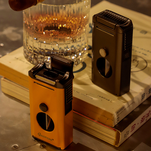 Encendedor de antorcha de llama azul de doble fuego a prueba de viento de lujo con cortador en V 2 en un encendedor - Product Image 1