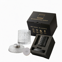 Ensemble de verres à whisky LED de 280 ml, verre rotatif à 360 degrés avec base en cristal taillé en diamant, boîte cadeau, vente en gros
