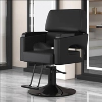 Fauteuil de salon de coiffure haut de gamme Wss 2025, pivotant et relevable, en acier inoxydable, noir, pour hommes