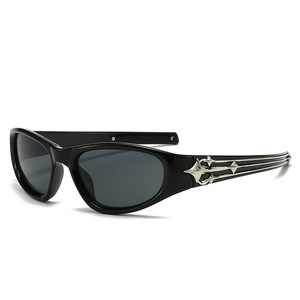 Lunettes de soleil unisexes avec monture rouge et verres bleus, protection UV400, design hexagramme, pour la mode, les sports de plein air, la conduite et le cyclisme - Product Image 5