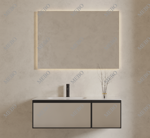 Mueble de Baño Flotante Moderno <span class=keywords><strong>MEBO</strong></span> con Doble Cajón y Espejo LED Retroiluminado - Product Image 1