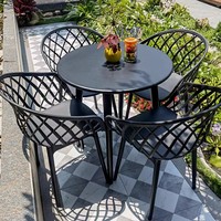 Tables et chaises de jardin en métal nordique - Imperméables et résistantes aux UV pour jardin, patio, terrasse, balcon et usage hôtelier